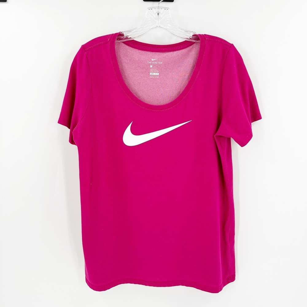 Nike Women's Short Sleeve Tee - Magenta and White